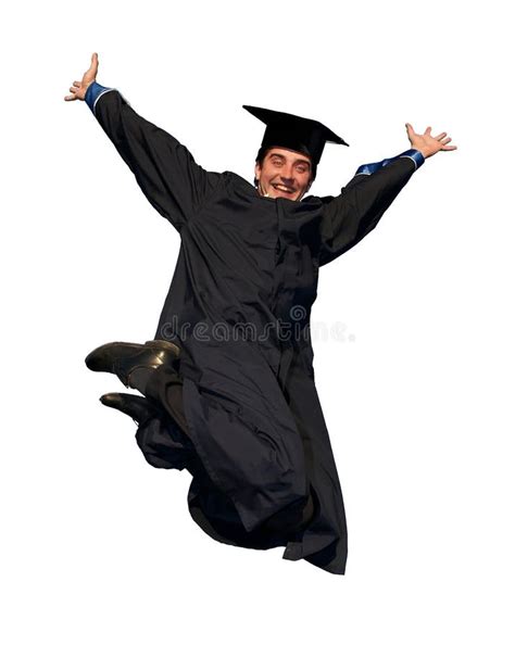 Happy Jumping Graduate Isolated Stock Image Image Of Graduate Jump