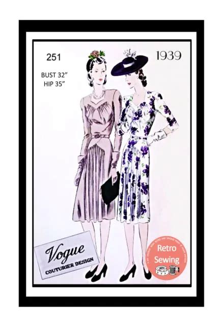 1930s Couturier Tea Dress Pattern Bust 32 Copy 2550 Picclick