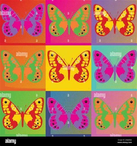Andy Warhol Pop Art Illustration De Fond Avec Les Papillons Vector