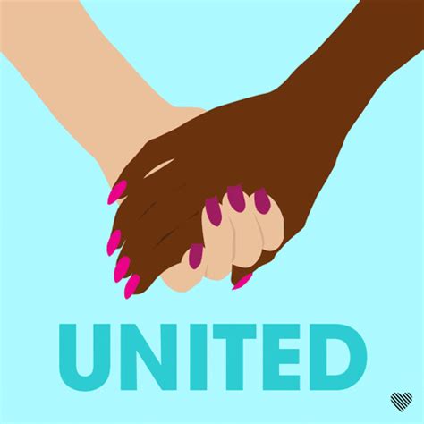 Two Hands Holding Each Other With The Word United In Front Of Them On A Blue Background