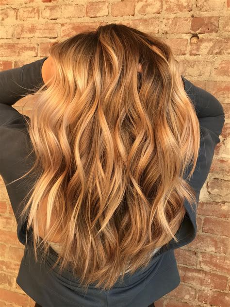 Warm Blonde Balayage Honey Blonde Shadow Root Blondehairhoney In