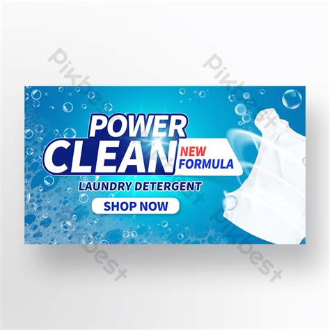 Blue Foam Laundry Product Refreshing Promotion Banner Psd Backgrounds
