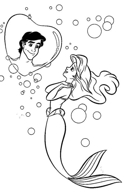 Ariel Picturing Prince Eric On Buble Coloring Page Ariel Coloring
