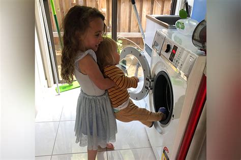 Mum Catches Four Year Old Stuffing Little Brother Into Washing Machine
