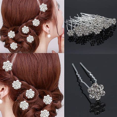 Hair Pins Hair Bun Pins Bridal Rhinestone Hair Accessories Fancy Juda Pins For Bun Dec