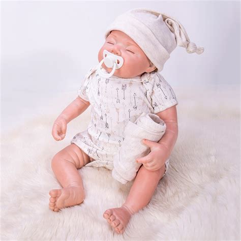 Sleeping Smile Baby Doll Mohair Silicone Lifelike Reborn Doll 22inch