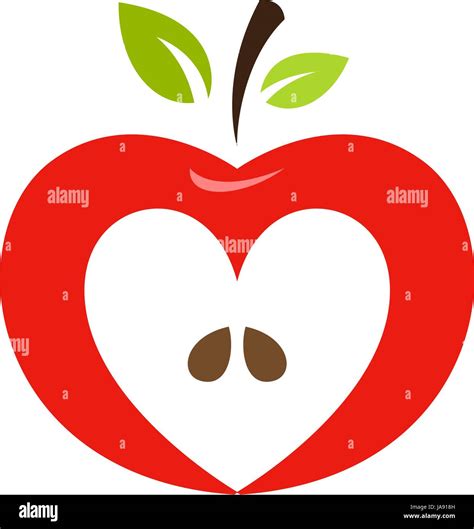Heart Shaped Apple Vector Logo Label Emblem Design Stock Vector Image