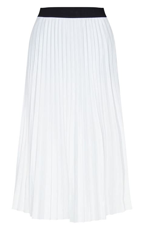 White Pleated Midi Skirt Skirts Prettylittlething