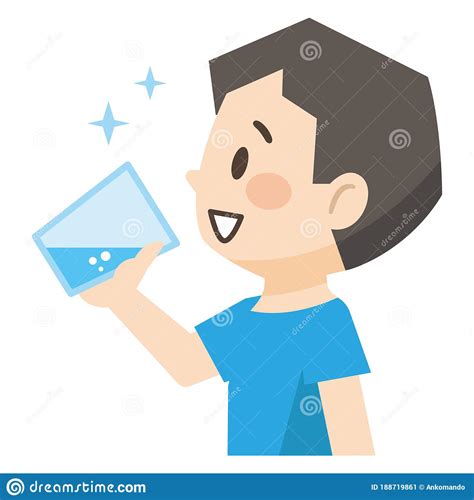 Illustration Of A Young Man Drinking A Glass Of Water Stock Vector