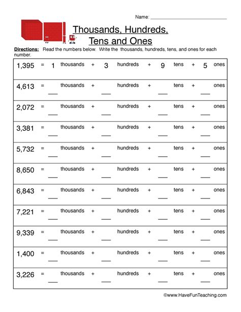 2nd Grade Math Worksheets Place Value Hundreds Tens Ones 2nd Grade