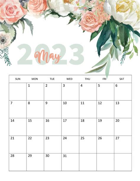 Floral May 2023 Calendar Time Management Tools By Axnent