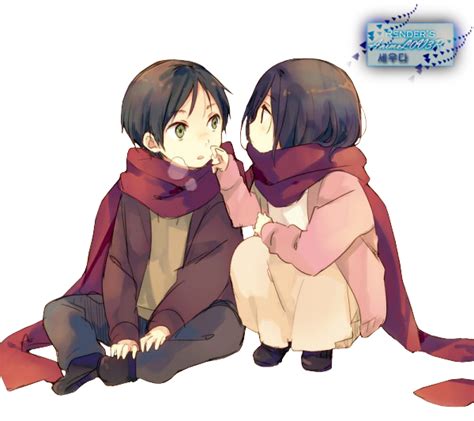 Eren And Mikasa Shingeki No Kyojin Render By Ani07 On Deviantart