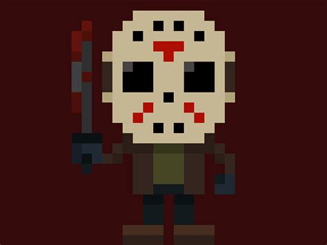 Famous Characters In Pixel Art Halloween Special Jason Voorhees