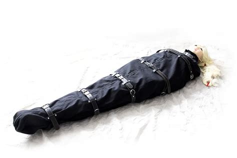 Black Canvas Bondage Sleep Sack With Leather Straps Body Encasement Restraint Role Play Fetish