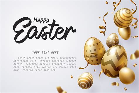 Easter fills us with hope, joy and warmth. Falling Golden Easter egg and Happy Easter text on light background - Download Free Vectors ...