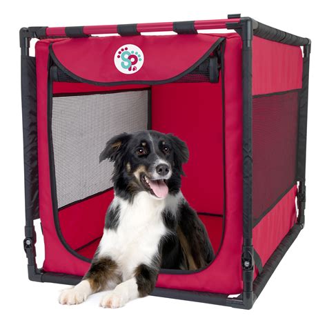 Sp Large Folding Dog Kennel Large Red Polyester Plastic