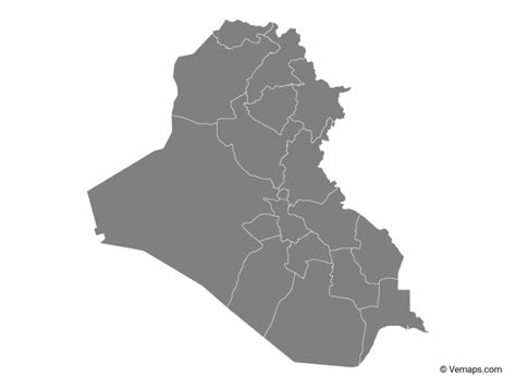 Grey Map of Iraq with Governorates | Free Vector Maps ...