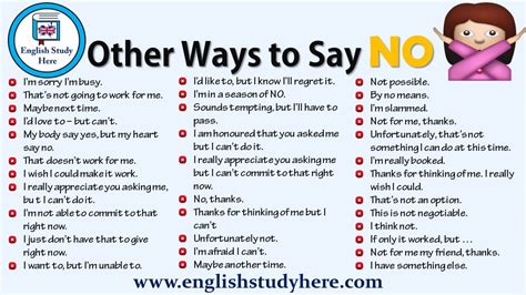 Other Ways To Say No English Study Here