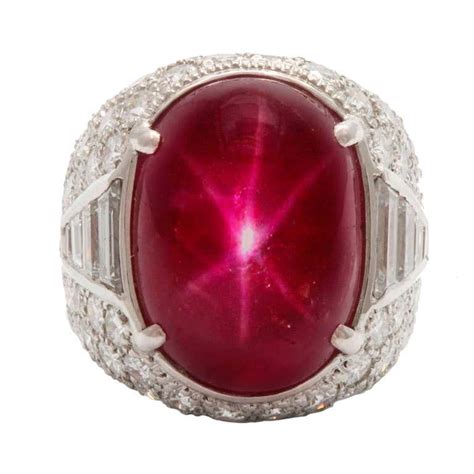 Magnificent Star Burma Ruby Diamond Art Deco Ring At 1stdibs