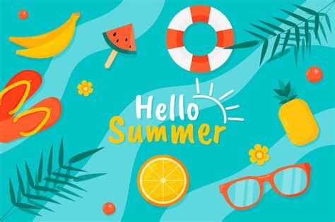 Free Vector Hello Summer Background With Pool Top View