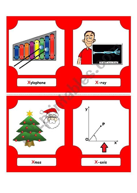 Trying to find a food for every letter of the alphabet? Alphabet Words - X (flash cards) - ESL worksheet by futago1998