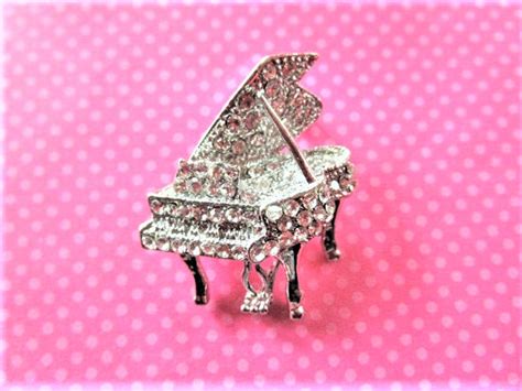 Vintage Piano Crystal Pin Brooch Etsy