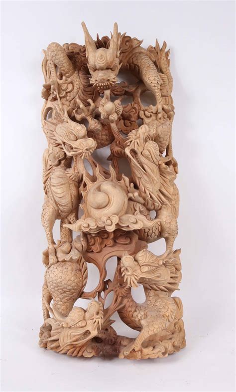 Lot Detail Chinese Intricately Carved Wood Dragon Sculpture