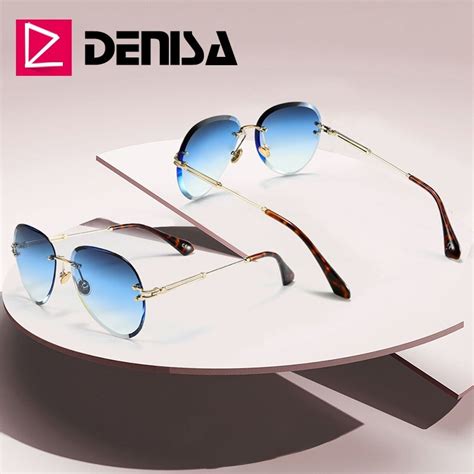 Blue Rimless Aviation Sunglasses Sunglass Depot