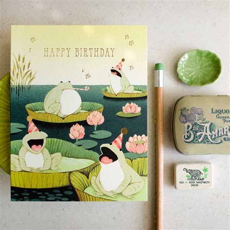 Singing Frogs Birthday Greeting Card Joojoo Paper