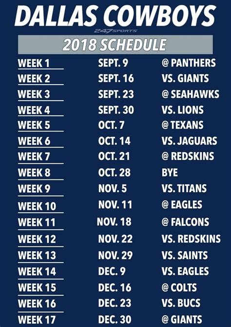 Cowboys Schedule For This Season