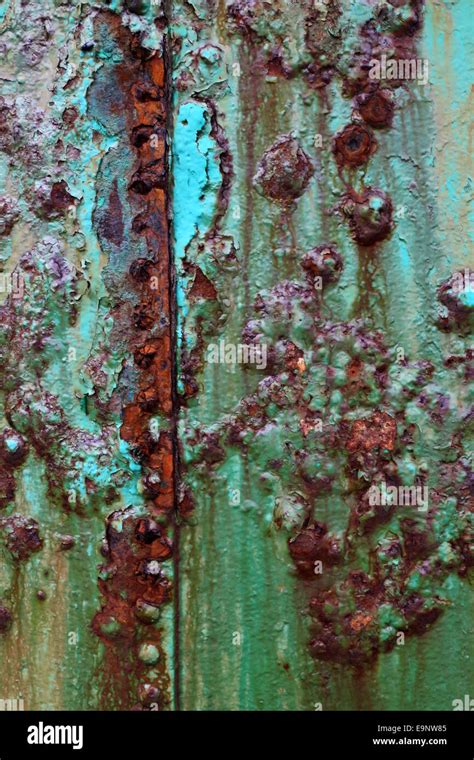 Texture Details Of An Old Rusty Painted Buoy Car Park Of The