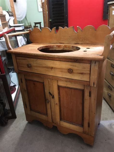 Antique Washstand Had Sink Pine Towel Bars Very Folk Arts Folk Art