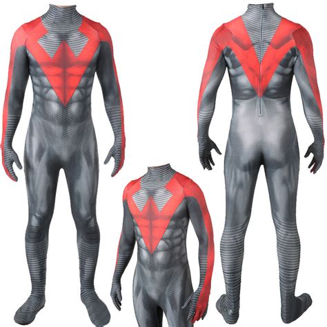 Titans Nightwing Robin Red Jumpsuits Cosplay Costume Kids Adult