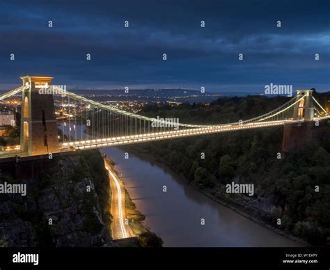 Clifton Suspension Bridge At Night Bristol England United Kingdom