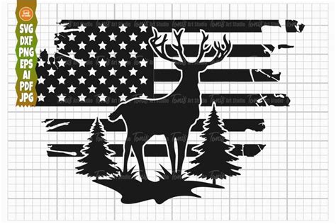Deer Flag Svg Distressed American Flag Svg Deer 1986623