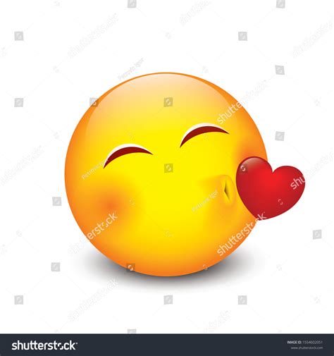 cute kissing emoticon emoji smiley vector vetor stock livre de direitos 1554602051