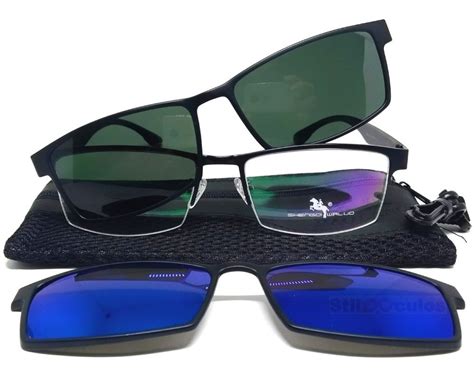 armação Óculos p grau lente clip on 3 em 1 metal polarizado r 155 00 em mercado livre