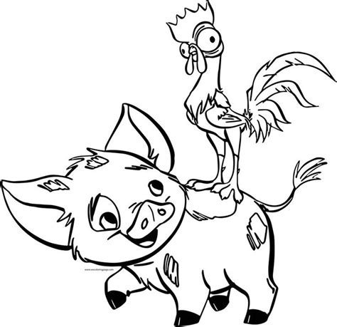 Pua Heihei Happy Coloring Page | Moana coloring pages, Disney coloring pages, Moana coloring