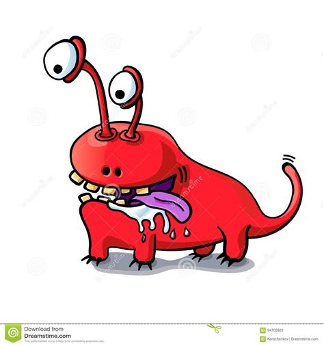 Cute Cartoon Red Monster Dog Isolated On White Background Stock Vector