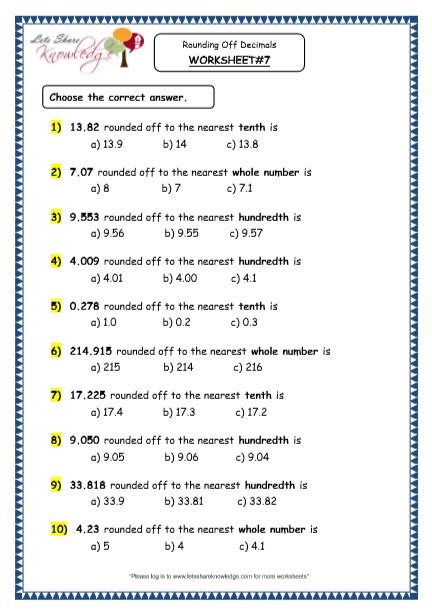 Rounding Off Numbers Worksheets Grade 4