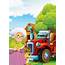 Cartoon Scene Happy Farmer Farm Tractor Background Village Illustration 