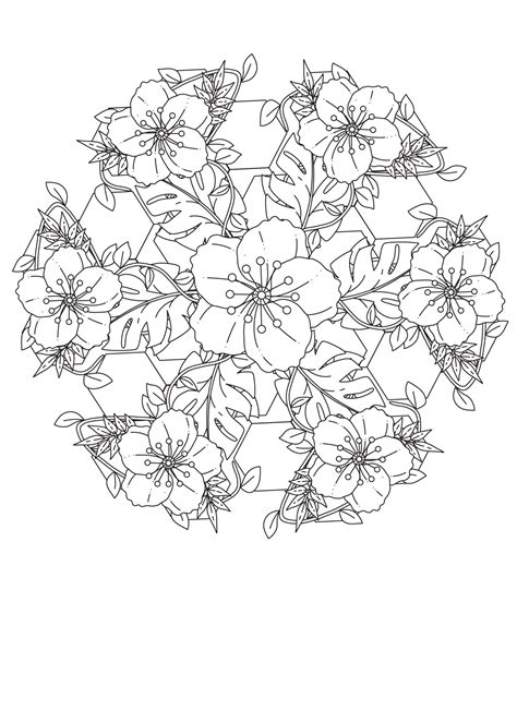 Kawaii sleeping kitty cat coloring page. Flowers And Vines Mandala Free Coloring Page | Coloring ...