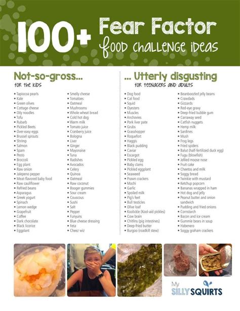 100 Ideas For Your Next Fear Factor Food Challenge My Silly Squirts