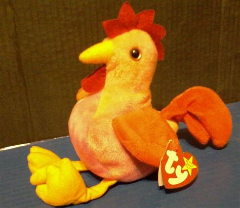 Strut Rooster Retired Original Tag Ty 1996 Pink Beanie Baby Chicken