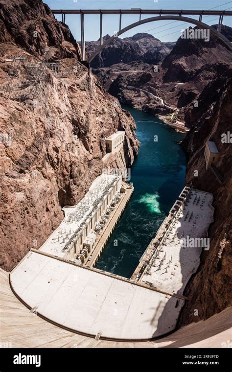 View Of Hoover Dam And The Bypass Bridge Stock Photo Alamy