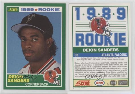 The set was also packed with rookie cards of other star players of the era, like troy aikman, deion sanders, michael irvin, rod woodson, cris carter, thurman thomas, and. 1989 Score #246 Deion Sanders Atlanta Falcons RC Rookie ...