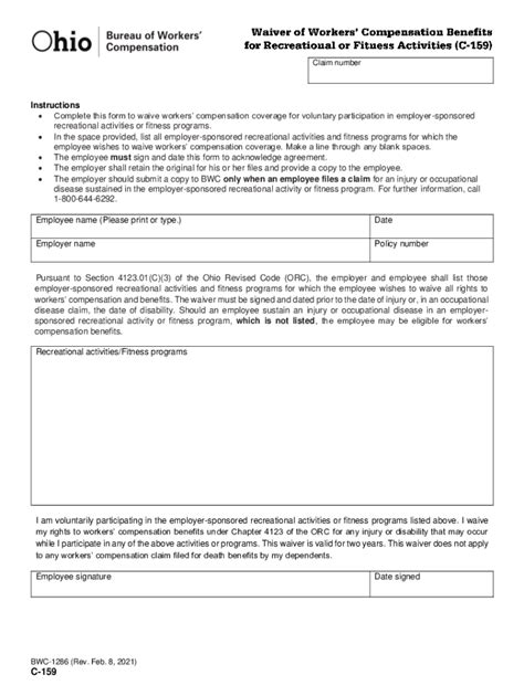 Form C 159 Bwc 159 Download Printable Pdf Or Fill Fill Out And Sign