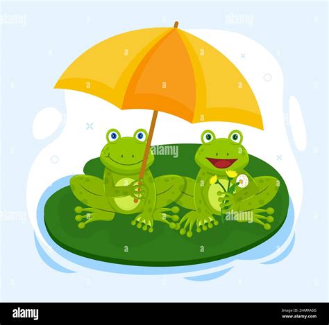 Illustration Cartoon Frog Umbrella Hi Res Stock Photography And Images