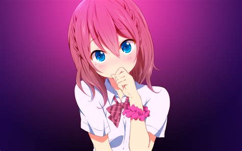 Anime Girl Pink Hair Blue Eyes