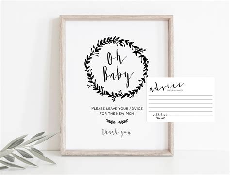 Baby Advice Sign Oh Baby Advice Cards Template Templett Etsy
